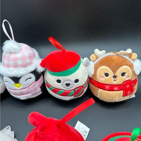 Squishmallows 9 Holiday Ornament Bundle Lucille Mrs Santa Penguin Ear Muffs - Picture 3 of 9